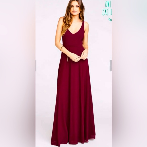 Show Me Your Mumu Jenn Maxi Dress in Merlot Chiffon - Picture 1 of 5